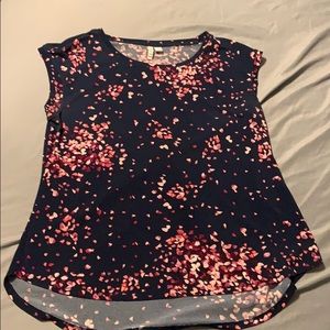 Royal blue pink floral top